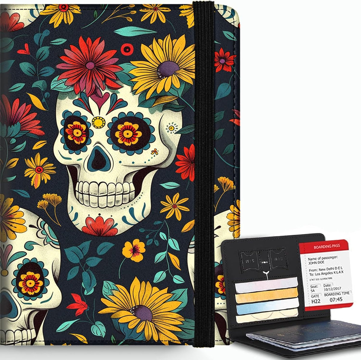 Passport Cover,RFID Blocking,Large Capacity Multi-Slot Travel Passport Wallet for Men & Women - Dark Raven - Colors A