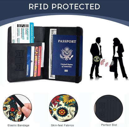 Passport Cover,RFID Blocking,Large Capacity Multi-Slot Travel Passport Wallet for Men & Women - Dark Raven - Colors A