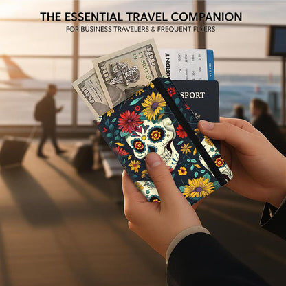 Passport Cover,RFID Blocking,Large Capacity Multi-Slot Travel Passport Wallet for Men & Women - Dark Raven - Colors A