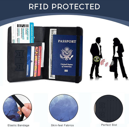 Passport Cover,RFID Blocking,Large Capacity Multi-Slot Travel Passport Wallet for Men & Women - Dark Raven - Colors A