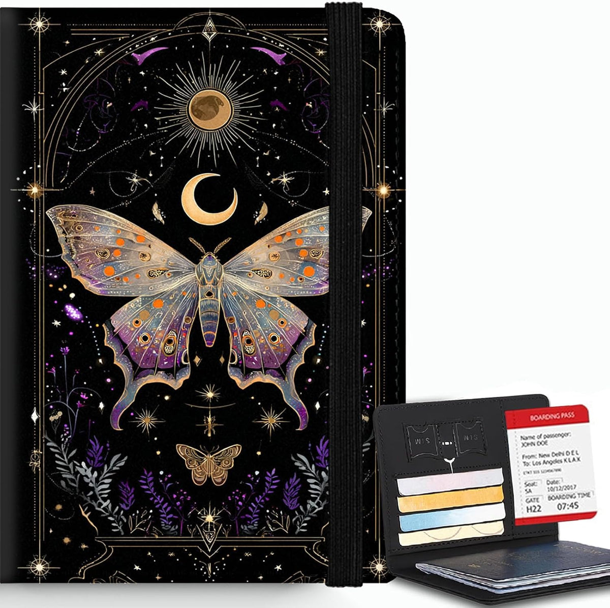 Passport Cover,RFID Blocking,Large Capacity Multi-Slot Travel Passport Wallet for Men & Women - Dark Raven - Colors A