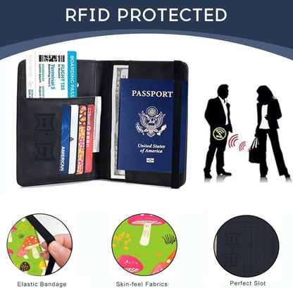 Passport Cover,RFID Blocking,Large Capacity Multi-Slot Travel Passport Wallet for Men & Women - Dark Raven - Colors A