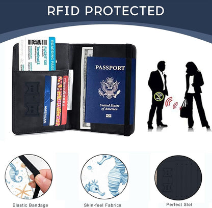 Passport Cover,RFID Blocking,Large Capacity Multi-Slot Travel Passport Wallet for Men & Women - Dark Raven - Colors A