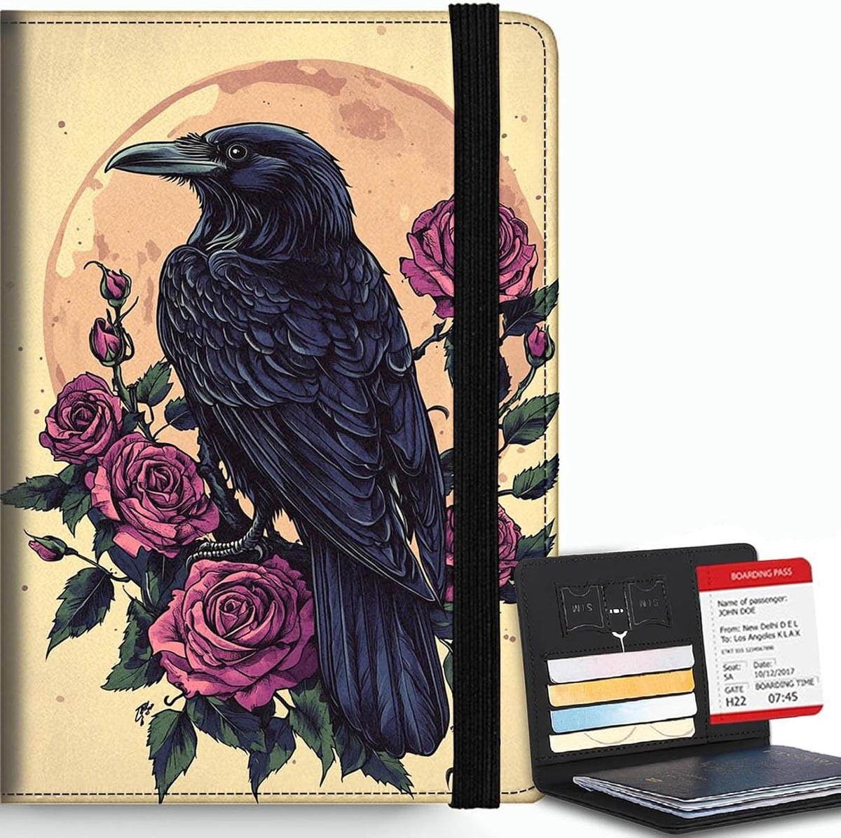 Passport Cover,RFID Blocking,Large Capacity Multi-Slot Travel Passport Wallet for Men & Women - Dark Raven - Colors A