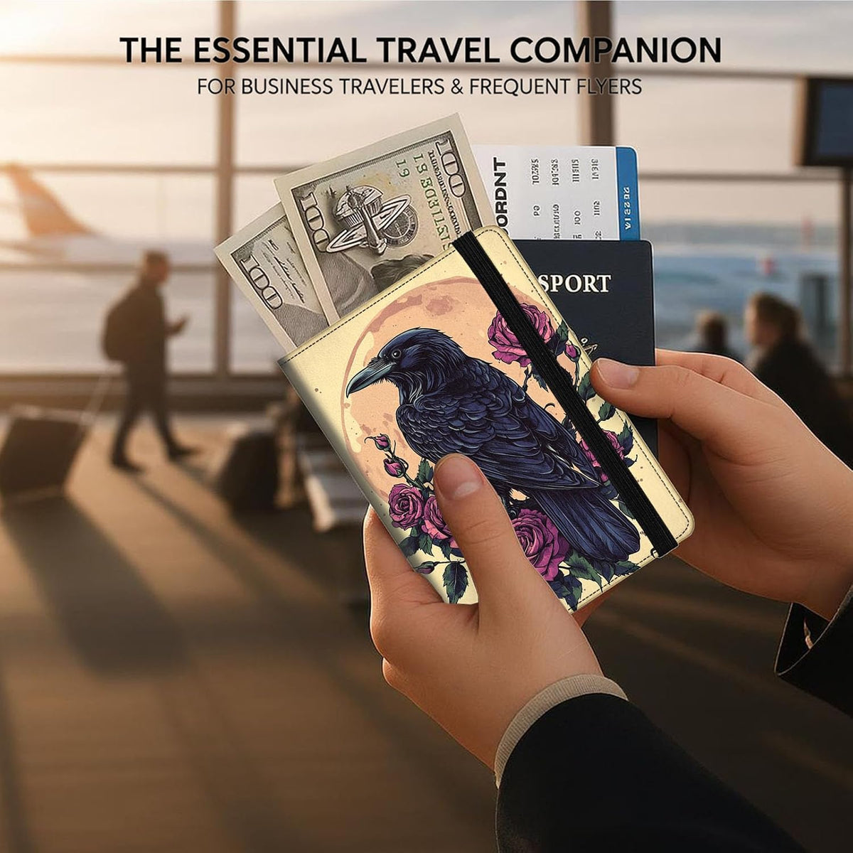 Passport Cover,RFID Blocking,Large Capacity Multi-Slot Travel Passport Wallet for Men & Women - Dark Raven - Colors A