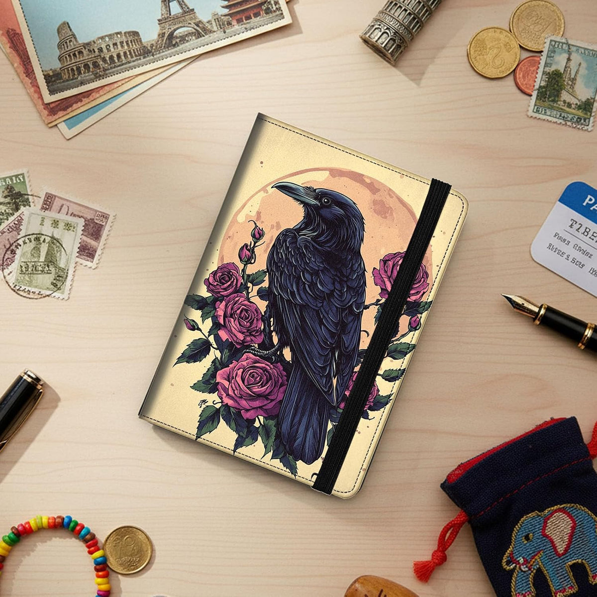 Passport Cover,RFID Blocking,Large Capacity Multi-Slot Travel Passport Wallet for Men & Women - Dark Raven - Colors A
