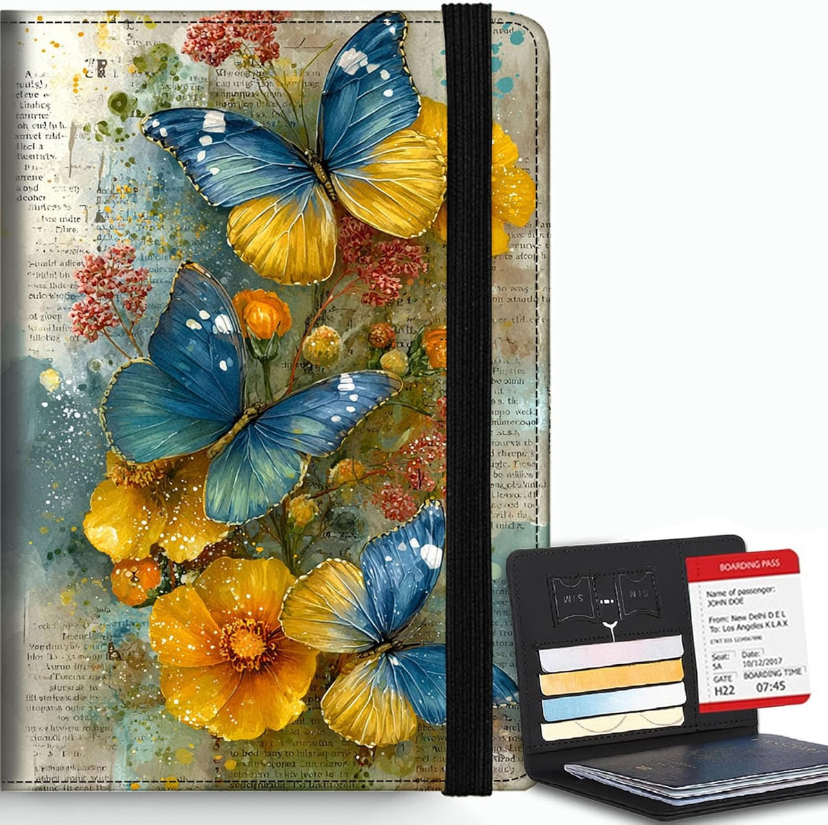 Passport Cover,RFID Blocking,Large Capacity Multi-Slot Travel Passport Wallet for Men & Women - Dark Raven - Colors A