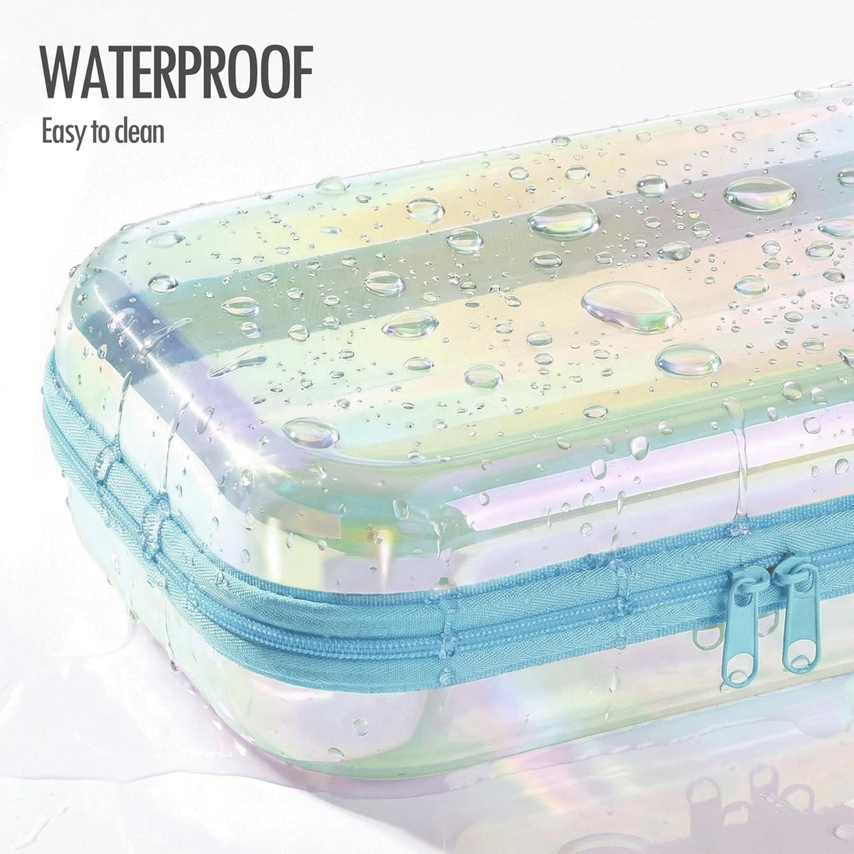 Clear Hard Shell Zipper Case, 2 Pack TSA-Approved Travel Toiletry Bag, Waterproof Cosmetic Bag, CLear Diaper Bag, Hair Tool Organizer, Toy Storage Bin,Travel Makeup Bag & Travel Essential (Pink)