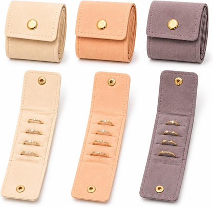 3Pcs Mini Travel Jewelry Bag with Buckle,Small Travel Jewelry Organizer Case,Foldable Jewelry Roll for Journey Rings, Necklaces, Earrings, Bracelets-Lightweight Jewelry Storage Organizer