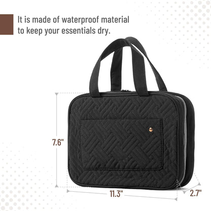Travel Toiletry Bag Organizers, Black | Makeup Travel Bag for Toiletries with Hanging Hook, Water-Resistant