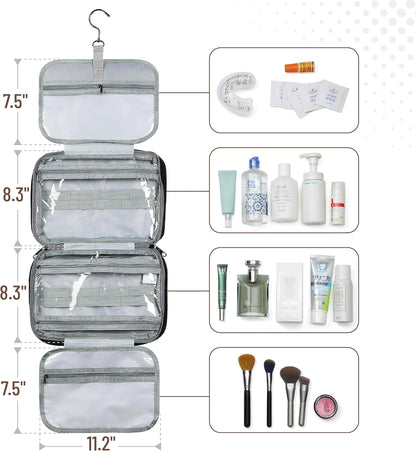 Travel Toiletry Bag Organizers, Black | Makeup Travel Bag for Toiletries with Hanging Hook, Water-Resistant