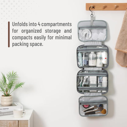 Travel Toiletry Bag Organizers, Black | Makeup Travel Bag for Toiletries with Hanging Hook, Water-Resistant