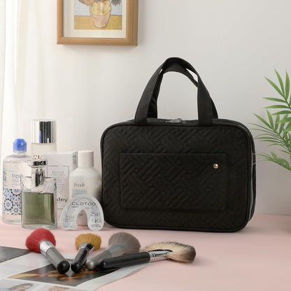 Travel Toiletry Bag Organizers, Black | Makeup Travel Bag for Toiletries with Hanging Hook, Water-Resistant