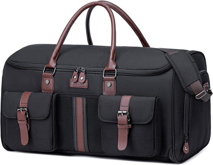 Carry on Garment Bag, 2 in 1 Duffle Bag for Travel Convertible Garment Duffel Bags for Men Women Inner Dry/Wet Compartment Suit Bag Travel with Shoe Compartment Bussiness Weekender Trip,Black