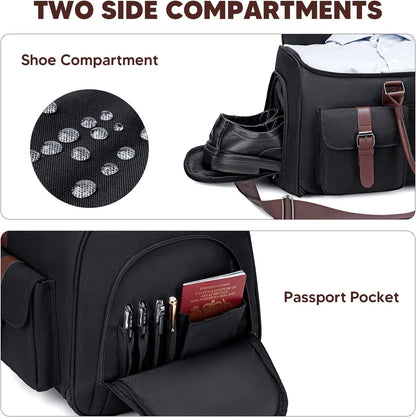 Carry on Garment Bag, 2 in 1 Duffle Bag for Travel Convertible Garment Duffel Bags for Men Women Inner Dry/Wet Compartment Suit Bag Travel with Shoe Compartment Bussiness Weekender Trip,Black