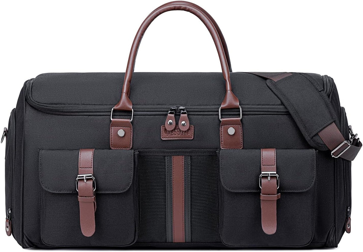 Carry on Garment Bag, 2 in 1 Duffle Bag for Travel Convertible Garment Duffel Bags for Men Women Inner Dry/Wet Compartment Suit Bag Travel with Shoe Compartment Bussiness Weekender Trip,Black