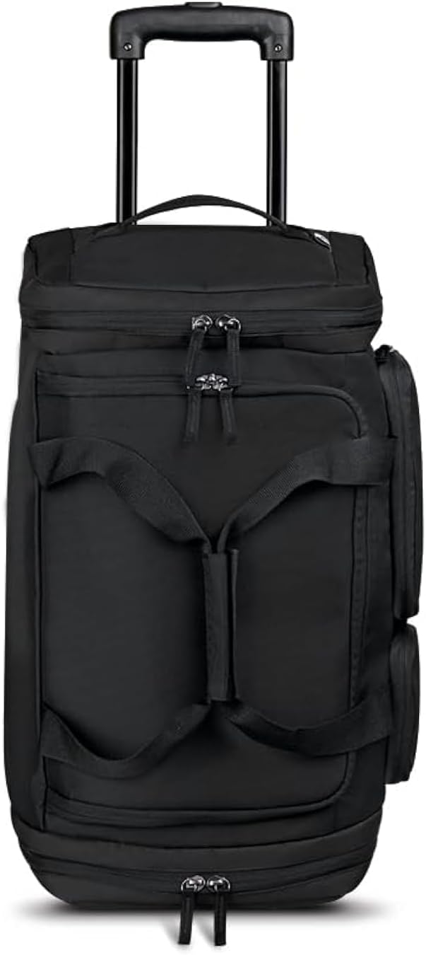 Rolling Duffle Bag with Wheels - Wheeled Carry On Luggage for Travel, Roller Duffel for Men & Women, Telescoping Handle System, Separate Shoe & Laundry Compartment - Leroy, Gray