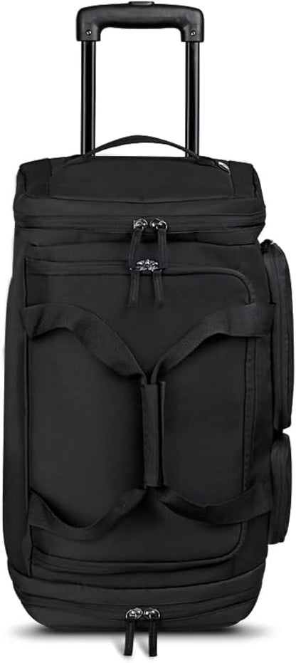 Rolling Duffle Bag with Wheels - Wheeled Carry On Luggage for Travel, Roller Duffel for Men & Women, Telescoping Handle System, Separate Shoe & Laundry Compartment - Leroy, Gray