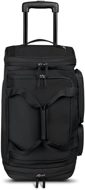 Rolling Duffle Bag with Wheels - Wheeled Carry On Luggage for Travel, Roller Duffel for Men & Women, Telescoping Handle System, Separate Shoe & Laundry Compartment - Leroy, Gray