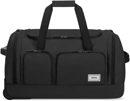 Rolling Duffle Bag with Wheels - Wheeled Carry On Luggage for Travel, Roller Duffel for Men & Women, Telescoping Handle System, Separate Shoe & Laundry Compartment - Leroy, Gray