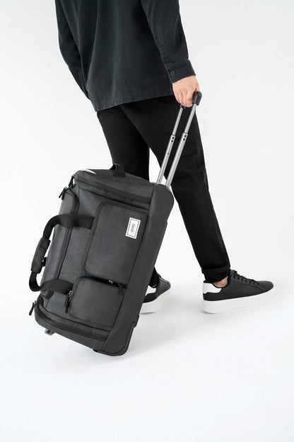 Rolling Duffle Bag with Wheels - Wheeled Carry On Luggage for Travel, Roller Duffel for Men & Women, Telescoping Handle System, Separate Shoe & Laundry Compartment - Leroy, Gray