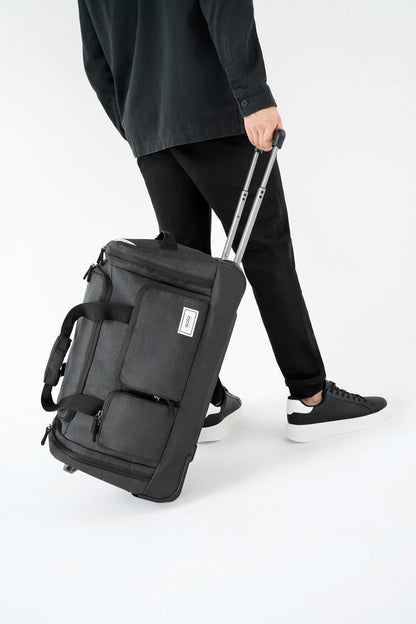 Rolling Duffle Bag with Wheels - Wheeled Carry On Luggage for Travel, Roller Duffel for Men & Women, Telescoping Handle System, Separate Shoe & Laundry Compartment - Leroy, Gray