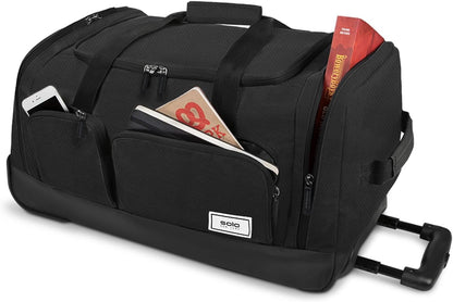 Rolling Duffle Bag with Wheels - Wheeled Carry On Luggage for Travel, Roller Duffel for Men & Women, Telescoping Handle System, Separate Shoe & Laundry Compartment - Leroy, Gray