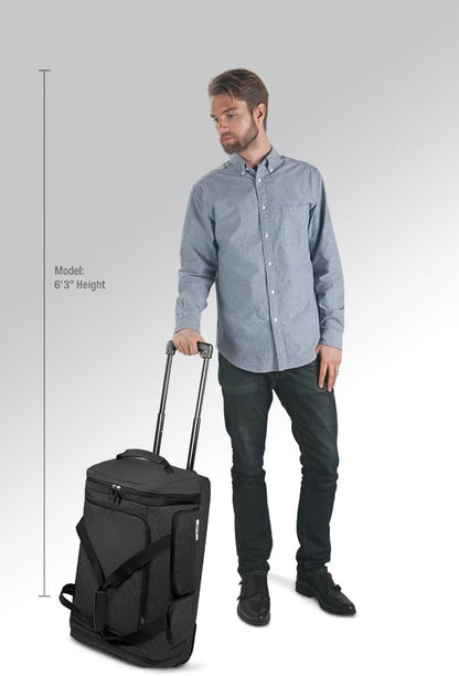 Rolling Duffle Bag with Wheels - Wheeled Carry On Luggage for Travel, Roller Duffel for Men & Women, Telescoping Handle System, Separate Shoe & Laundry Compartment - Leroy, Gray