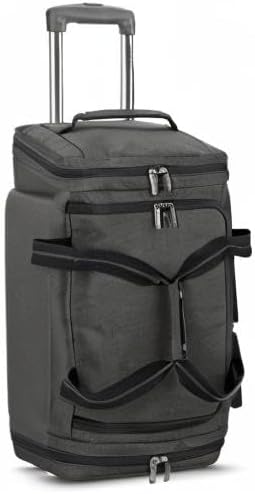 Rolling Duffle Bag with Wheels - Wheeled Carry On Luggage for Travel, Roller Duffel for Men & Women, Telescoping Handle System, Separate Shoe & Laundry Compartment - Leroy, Gray