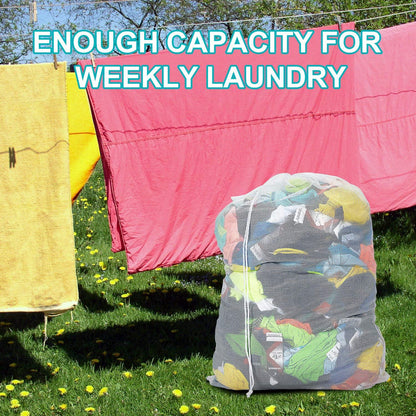 Mesh Laundry Bags with Adjustable Shoulder Strap, 24" x 36" Heavy Duty Nylon, Drawstring Closure, 3-Pack, Mixed Colors