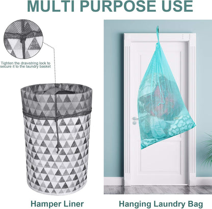 Mesh Laundry Bags with Adjustable Shoulder Strap, 24" x 36" Heavy Duty Nylon, Drawstring Closure, 3-Pack, Mixed Colors