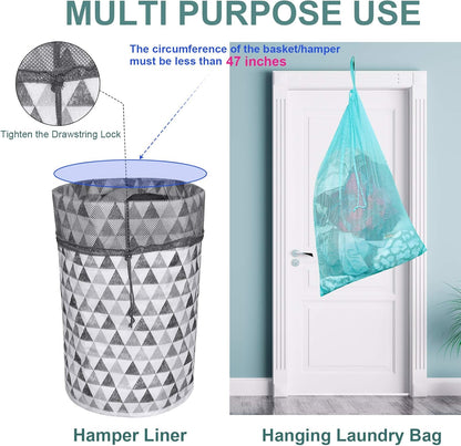 Mesh Laundry Bags with Adjustable Shoulder Strap, 24" x 36" Heavy Duty Nylon, Drawstring Closure, 3-Pack, Mixed Colors