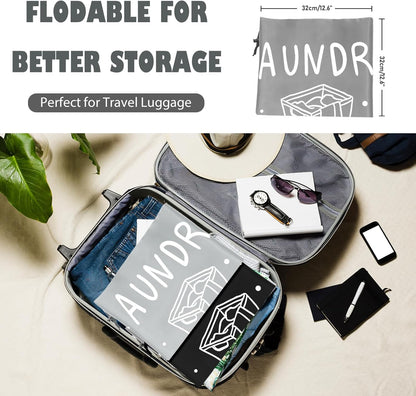2 Pack Extra Large Travel Laundry Bag, Dirty Clothes Organizer with Drawstring,Heavy Duty Travel Laundry Bags,Easy Fit a Laundry Hamper Travel Essentials (Black+Grey, 24" x 36")