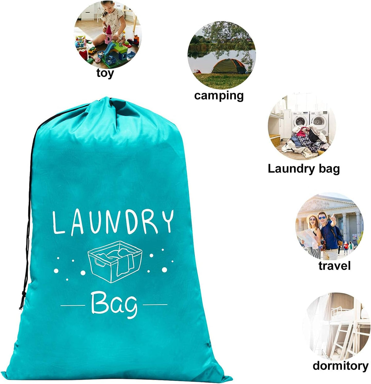 2 Pack Extra Large Travel Laundry Bag, Dirty Clothes Organizer with Drawstring,Heavy Duty Travel Laundry Bags,Easy Fit a Laundry Hamper Travel Essentials (Black+Grey, 24" x 36")