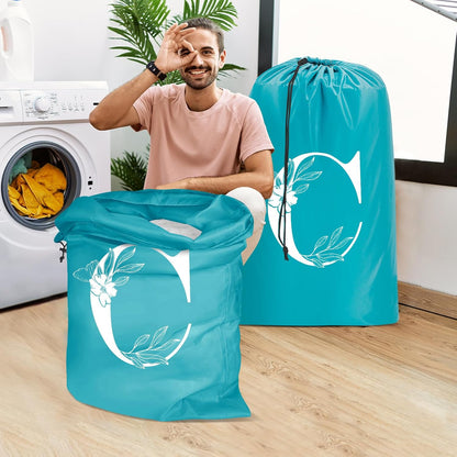 2 Pack Extra Large Travel Laundry Bag, Dirty Clothes Organizer with Drawstring,Heavy Duty Travel Laundry Bags,Easy Fit a Laundry Hamper Travel Essentials (Black+Grey, 24" x 36")
