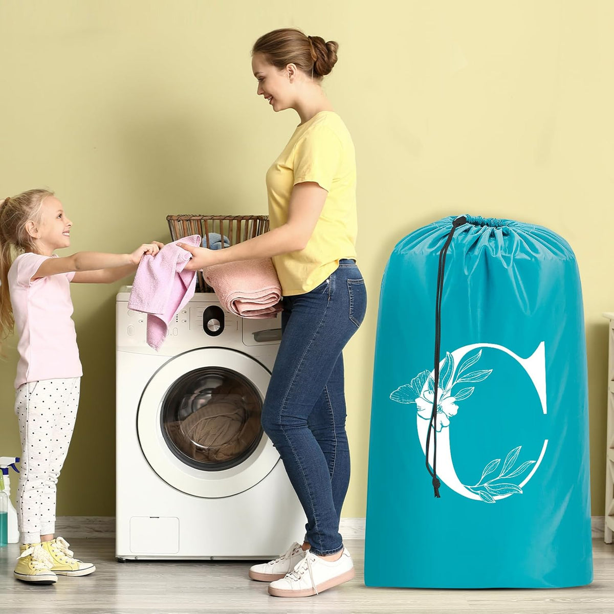 2 Pack Extra Large Travel Laundry Bag, Dirty Clothes Organizer with Drawstring,Heavy Duty Travel Laundry Bags,Easy Fit a Laundry Hamper Travel Essentials (Black+Grey, 24" x 36")