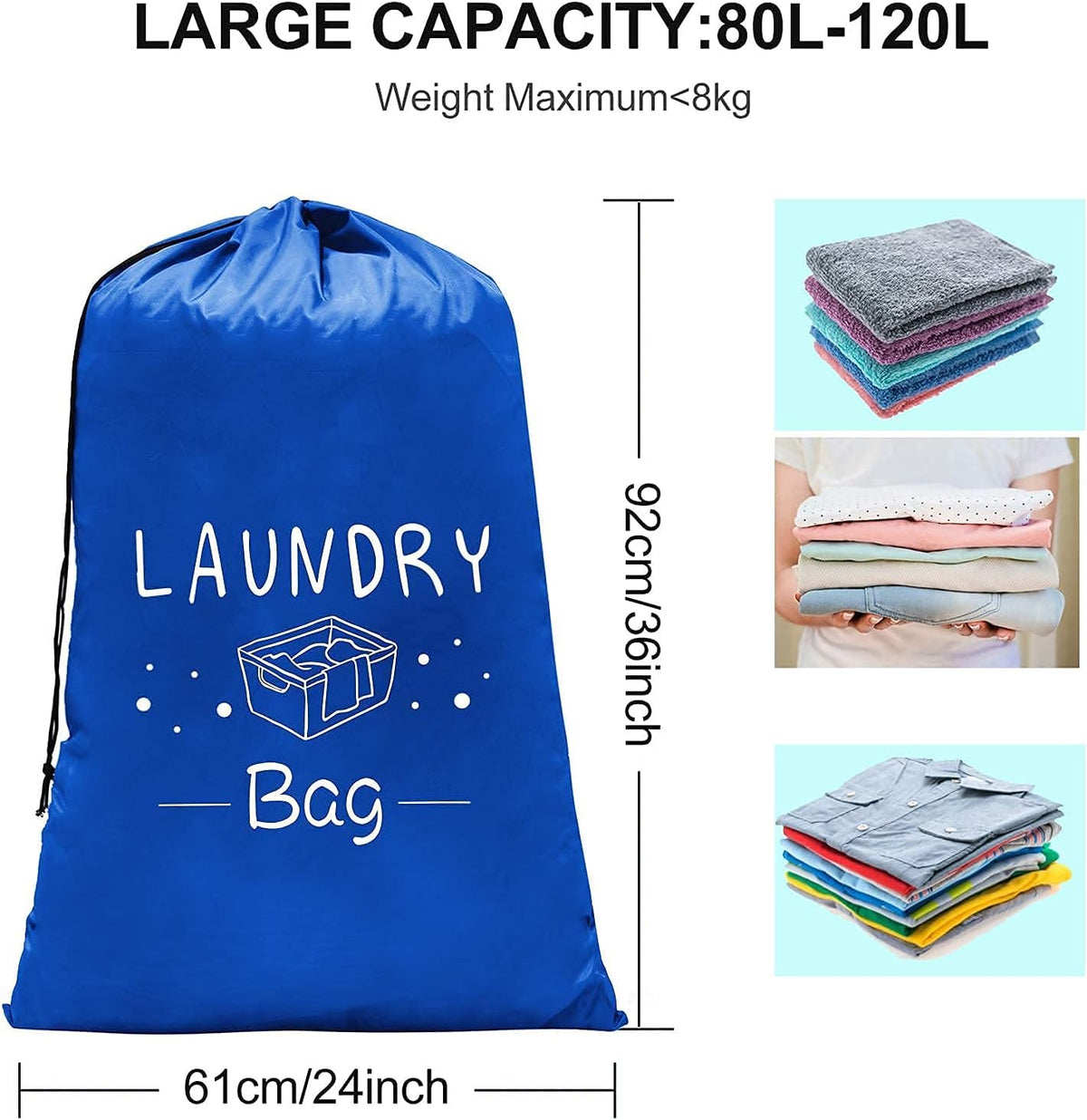 2 Pack Extra Large Travel Laundry Bag, Dirty Clothes Organizer with Drawstring,Heavy Duty Travel Laundry Bags,Easy Fit a Laundry Hamper Travel Essentials (Black+Grey, 24" x 36")