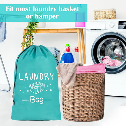 2 Pack Extra Large Travel Laundry Bag, Dirty Clothes Organizer with Drawstring,Heavy Duty Travel Laundry Bags,Easy Fit a Laundry Hamper Travel Essentials (Black+Grey, 24" x 36")