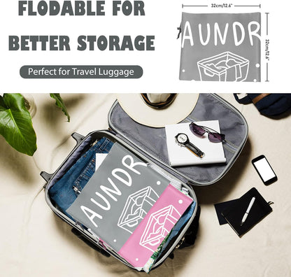 2 Pack Extra Large Travel Laundry Bag, Dirty Clothes Organizer with Drawstring,Heavy Duty Travel Laundry Bags,Easy Fit a Laundry Hamper Travel Essentials (Black+Grey, 24" x 36")