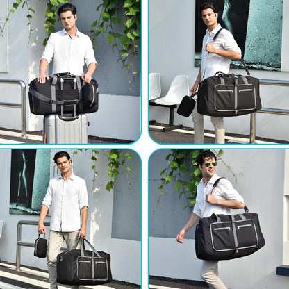 Duffle Bag with Shoes Compartment and Adjustable Strap,Foldable Travel Duffel Bags for Men Women,Waterproof Duffel Bags