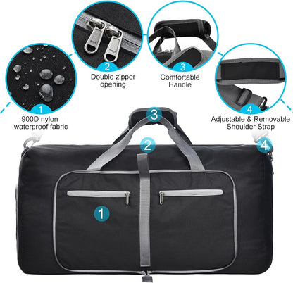 Duffle Bag with Shoes Compartment and Adjustable Strap,Foldable Travel Duffel Bags for Men Women,Waterproof Duffel Bags