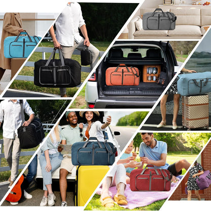 Duffle Bag with Shoes Compartment and Adjustable Strap,Foldable Travel Duffel Bags for Men Women,Waterproof Duffel Bags