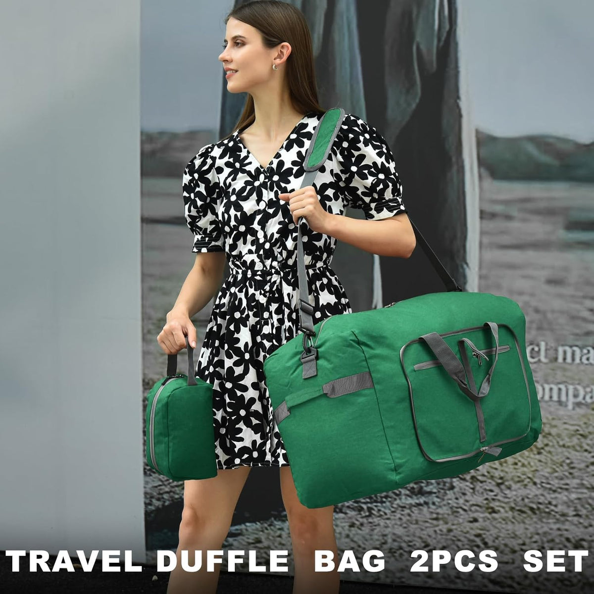 Duffle Bag with Shoes Compartment and Adjustable Strap,Foldable Travel Duffel Bags for Men Women,Waterproof Duffel Bags