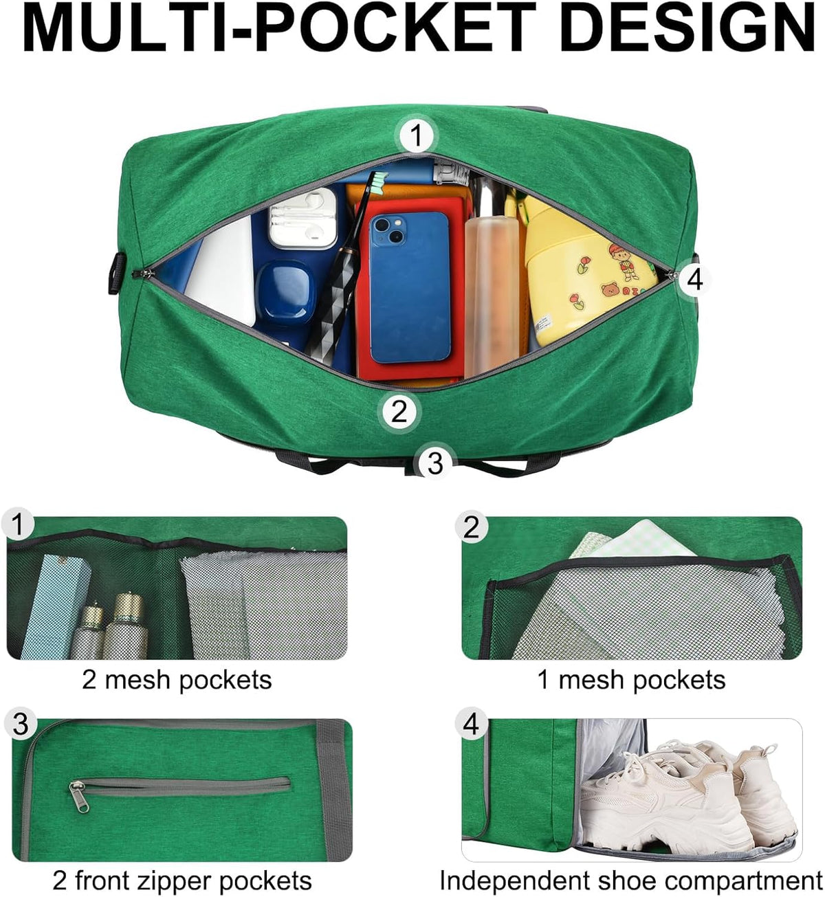 Duffle Bag with Shoes Compartment and Adjustable Strap,Foldable Travel Duffel Bags for Men Women,Waterproof Duffel Bags