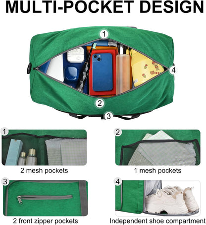 Duffle Bag with Shoes Compartment and Adjustable Strap,Foldable Travel Duffel Bags for Men Women,Waterproof Duffel Bags