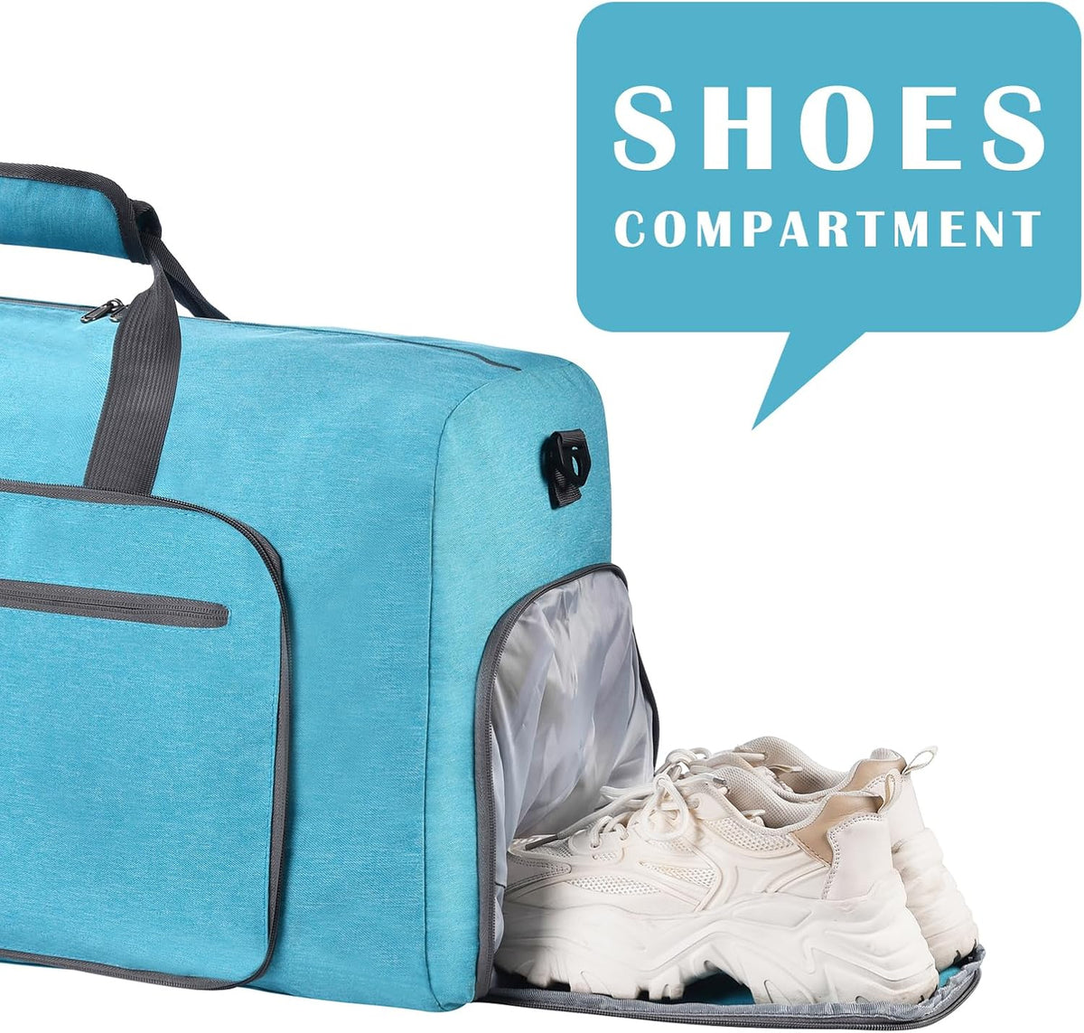 Duffle Bag with Shoes Compartment and Adjustable Strap,Foldable Travel Duffel Bags for Men Women,Waterproof Duffel Bags
