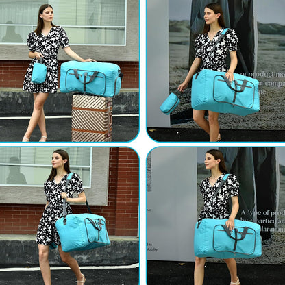 Duffle Bag with Shoes Compartment and Adjustable Strap,Foldable Travel Duffel Bags for Men Women,Waterproof Duffel Bags