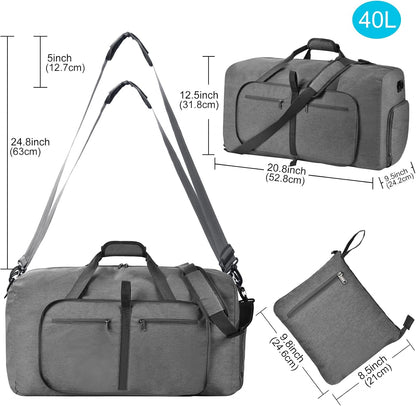 Duffle Bag with Shoes Compartment and Adjustable Strap,Foldable Travel Duffel Bags for Men Women,Waterproof Duffel Bags