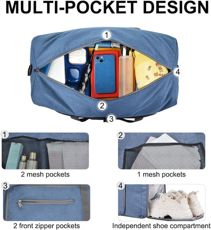 Duffle Bag with Shoes Compartment and Adjustable Strap,Foldable Travel Duffel Bags for Men Women,Waterproof Duffel Bags