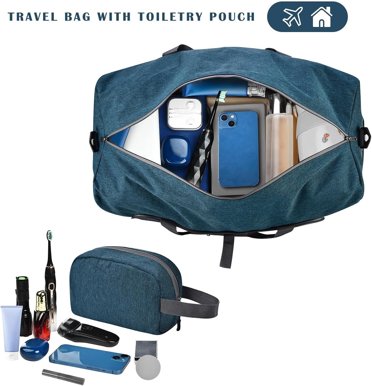 Duffle Bag with Shoes Compartment and Adjustable Strap,Foldable Travel Duffel Bags for Men Women,Waterproof Duffel Bags